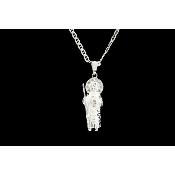 St Jude Pendant with Necklace .925 Silver Chain NEW Saint - Picture 3 of 3